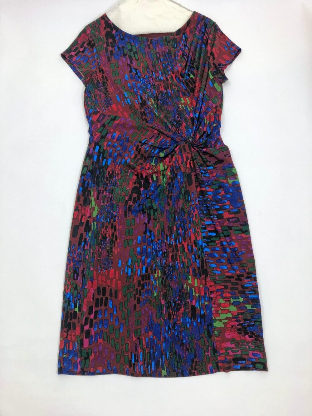 Ellen Tracy Multi Color Abstract Print Sheath Dress Short Sleeve Size 10 Lined